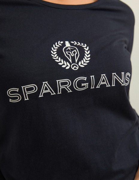 Camiseta marino manga larga con logo blanco