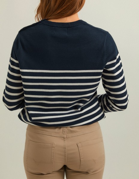 Jersey a rayas blancas y azules
