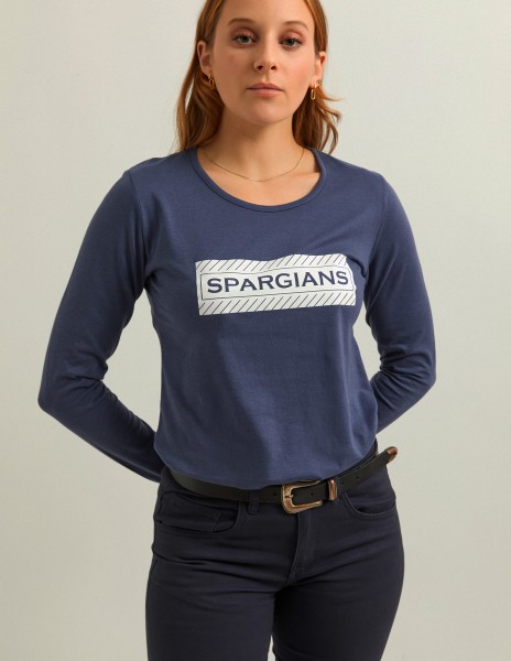 Camiseta manga larga azul con serigrafía blanca
