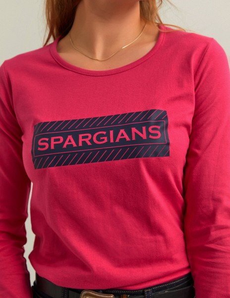 Camiseta manga larga rosa serigrafía azul