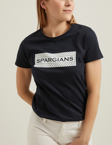 Camiseta manga corta con logo rectangular blanco