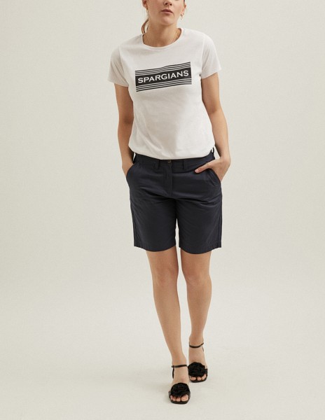 Camiseta manga corta blanca logo rayas
