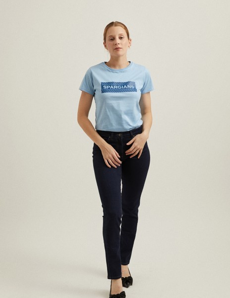 Camiseta manga corta azul con logo rectangular