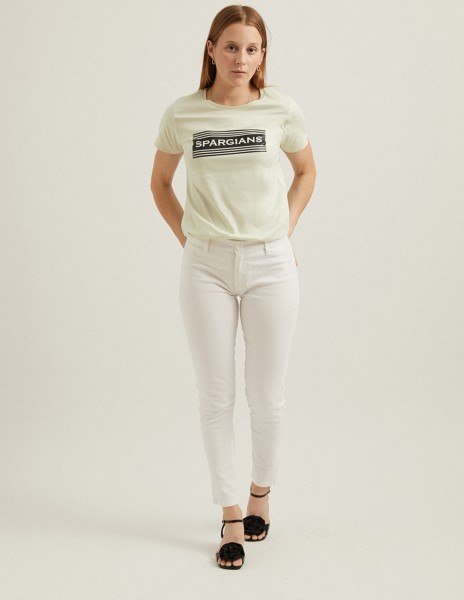Camiseta de manga corta amarilla con logo rectangular