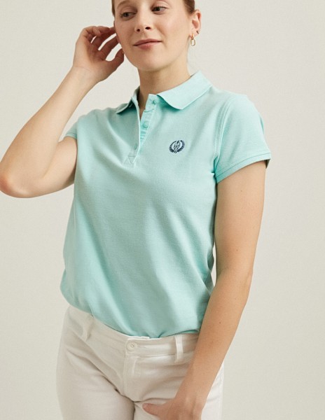 Polo azul manga corta con logo bordado